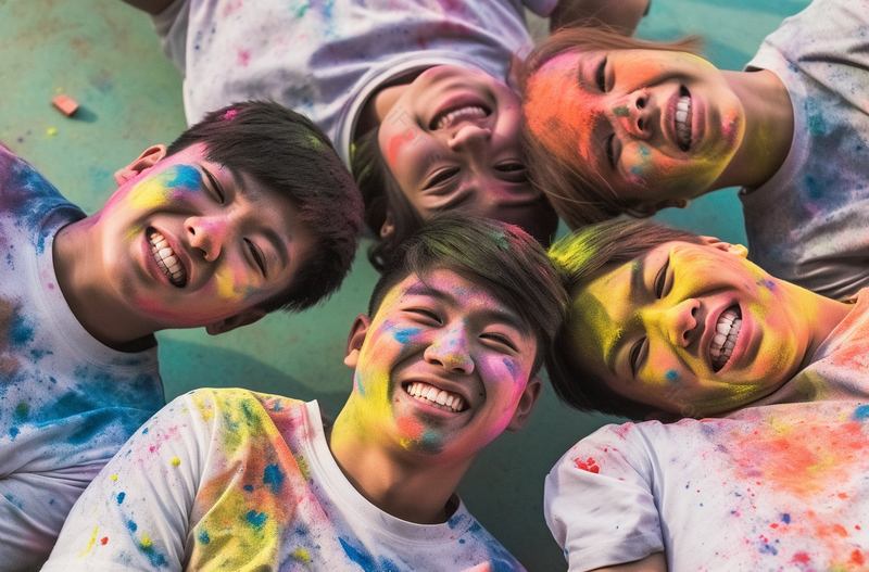 一群少年脸上有彩色颜料摄影图,高清,摄影图,摄影图片,图片大全,摄影图免费下载